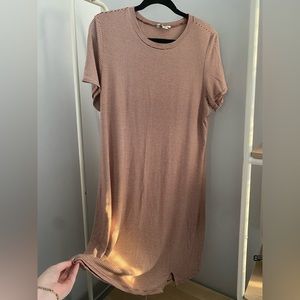 Burgundy and white striped dress